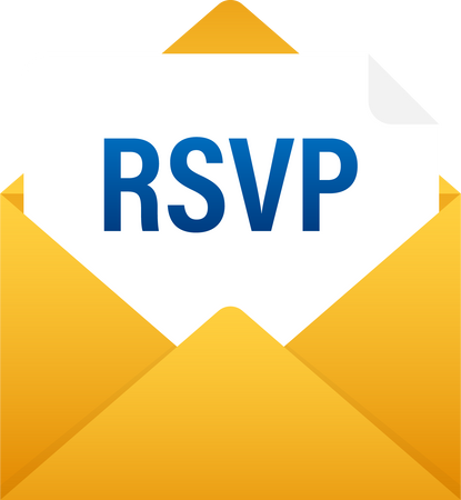 RSVP mail icon. Please respond to mail linear sign. Vector s